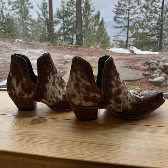 Myra Bag Shoes - 💯Hand Tooled Floral Leather Genuine Hide-on Women Bootie Boot Boho Western Shoe